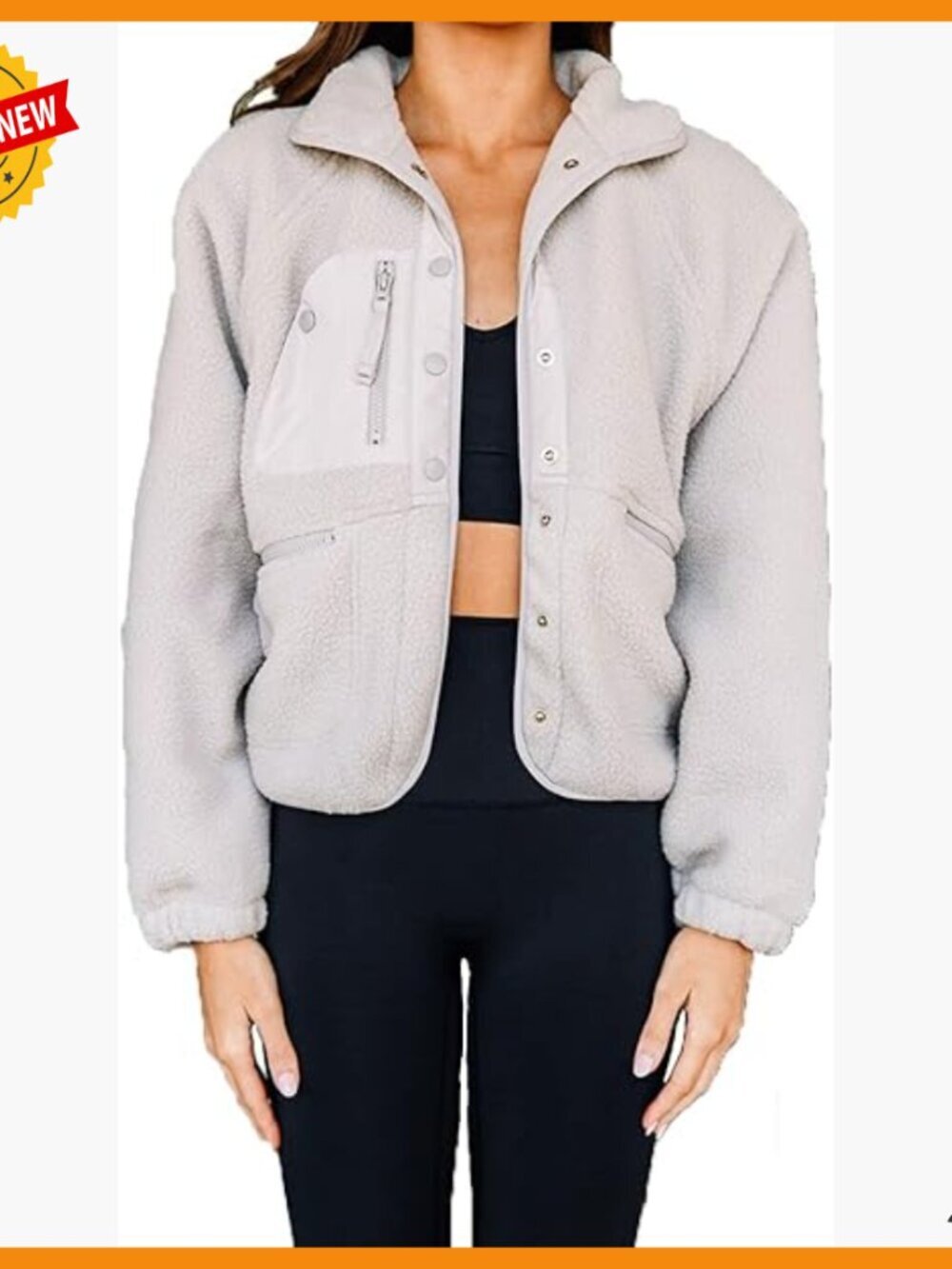 Women's Faux Fur Fleece Jacket Long Sleeve Button Front Pockets